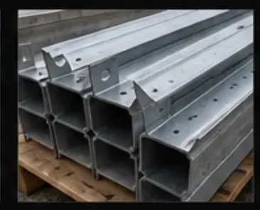 Close-up of galvanized lintel cross-section and mounting holes
