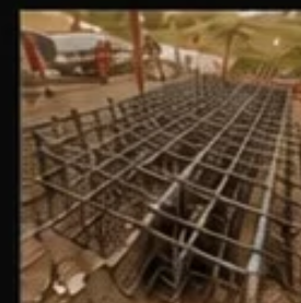 Rebar grid laid out for foundation prep
