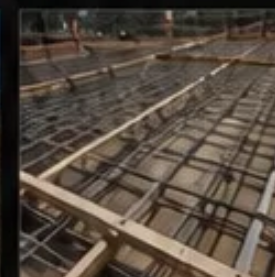 Rebar grid laid out for a concrete slab pour